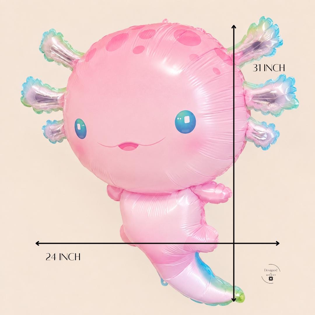 Pink Axolotl Mylar Balloon Oversized Kids Birthday Party Decor Kawaii Axolotl Ocean Animal Under the Sea Celebration Photo Backdrop
