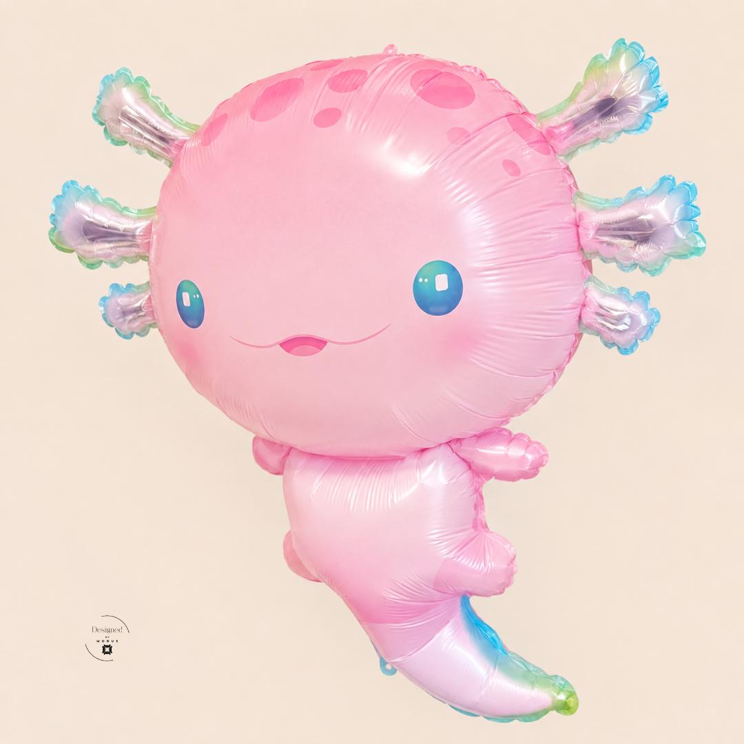 Kawaii Pink Axolotl Balloon Giant Mylar Party Decoration Kids Birthday Under the Sea Ocean Animal Theme Cute Party Backdrop