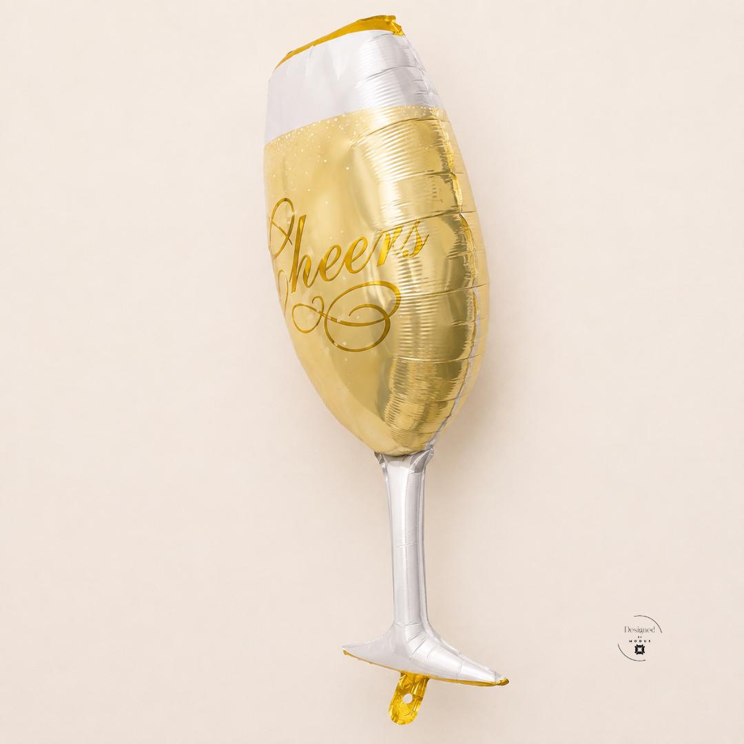Gold Champagne Balloon Centerpiece Standing Display Perfect Bridal Shower Gift Beautiful Wedding Reception Table Styling 33 Inch Tall Mylar Foil Design Engagement Party Celebration Prop Birthday Anniversary Event Supply Bachelorette Party