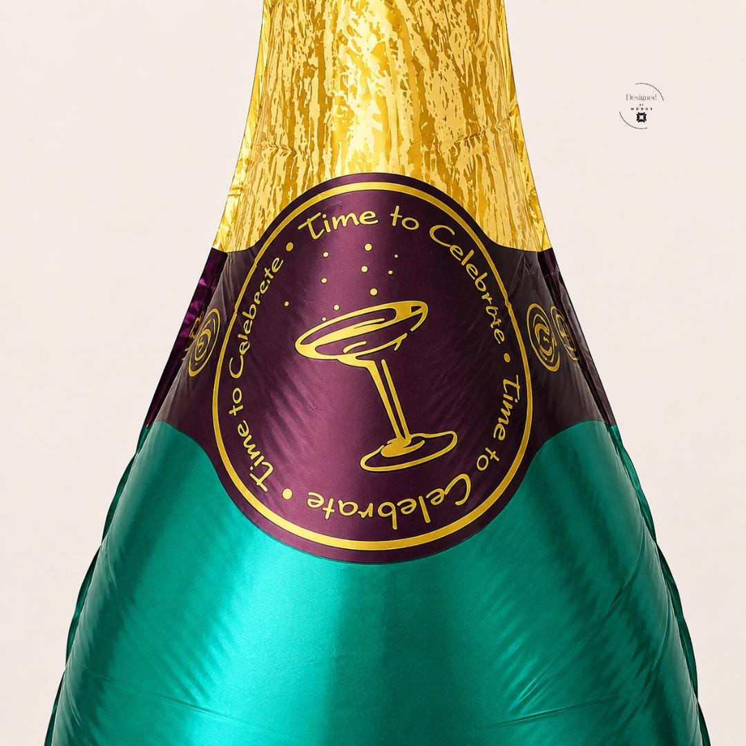 Celebration Supplies Anniversary Wedding Milestone Event Wine Bottle Balloon Birthday Party Centerpiece Metallic Gold Teal Mylar Foil Construction Perfect Festive Gift Elegant Party Display Chateau Celebration Design Grape Pattern