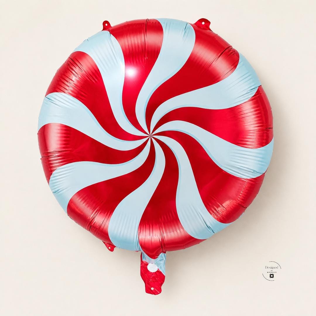 Christmas Party Balloon Candy Theme Peppermint Swirl Mylar Helium Foil Inflate Holiday Celebration Birthday Gift Winter Event Red White