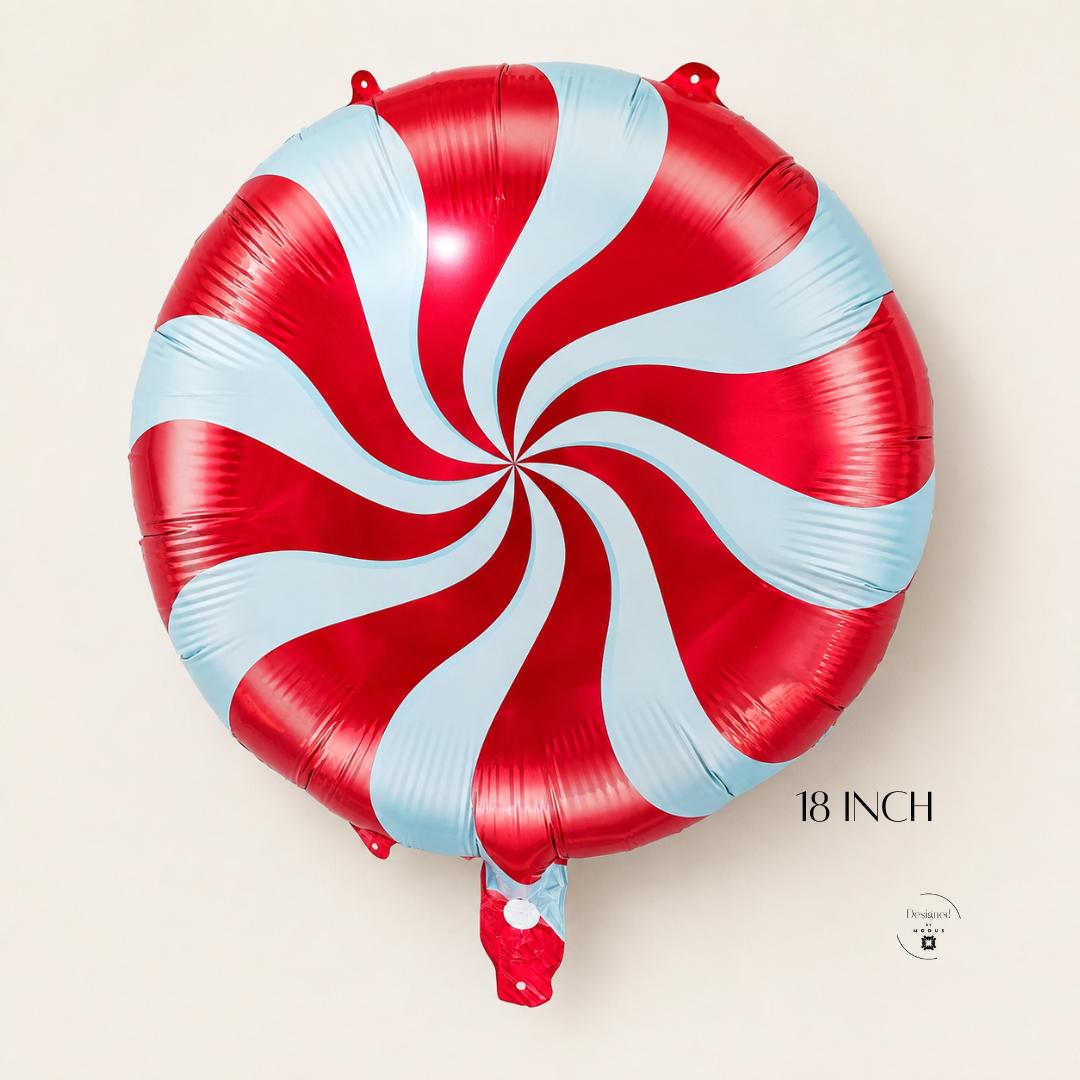 Christmas Party Balloon Candy Theme Peppermint Swirl Mylar Helium Foil Inflate Holiday Celebration Birthday Gift Winter Event Red White