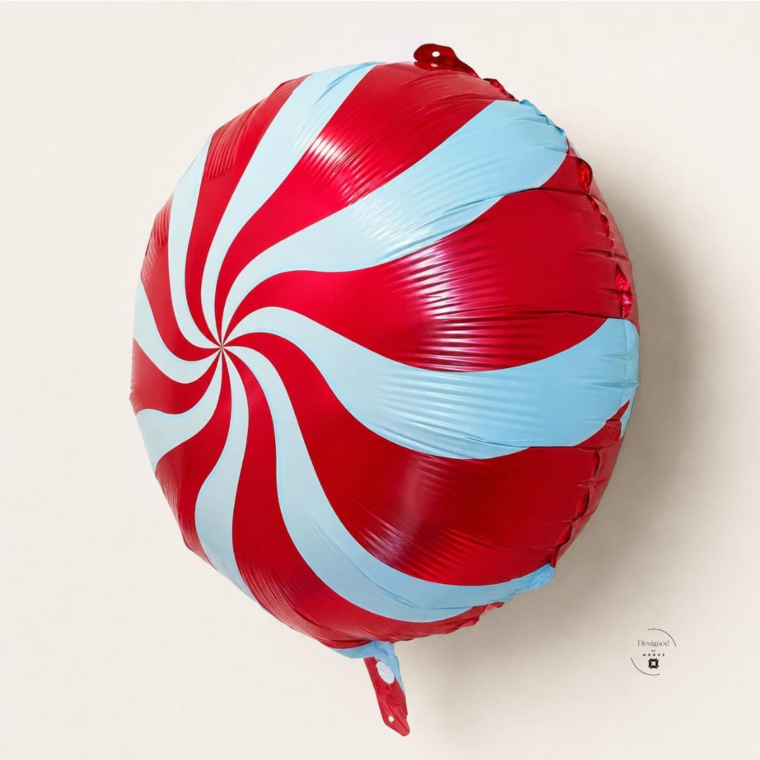 Christmas Party Balloon Candy Theme Peppermint Swirl Mylar Helium Foil Inflate Holiday Celebration Birthday Gift Winter Event Red White