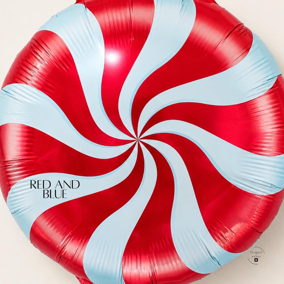 Christmas Party Balloon Candy Theme Peppermint Swirl Mylar Helium Foil Inflate Holiday Celebration Birthday Gift Winter Event Red White