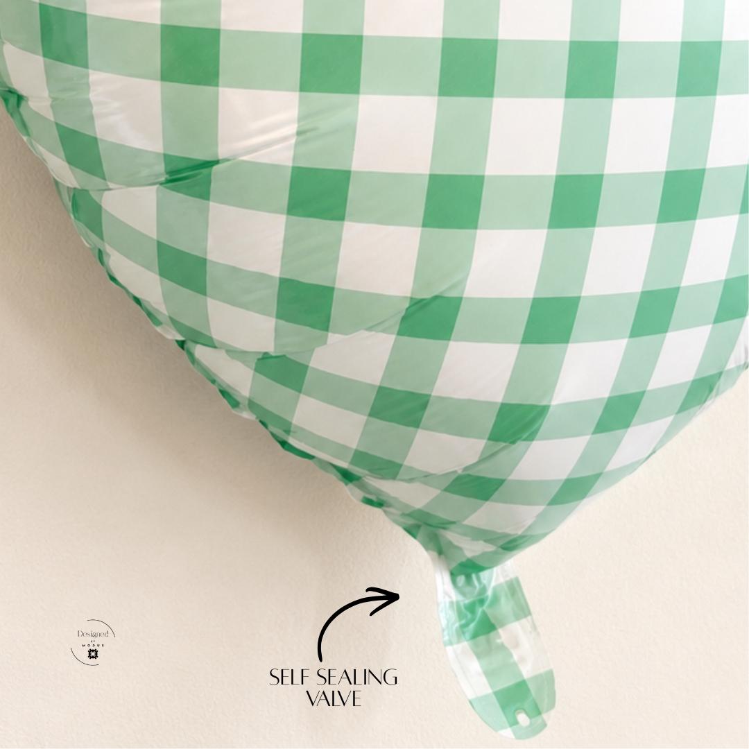 Heart Shaped Balloon Birthday Party Baby Shower Farmhouse Style Gingham Checkered Pattern Celebration Wedding Anniversary Valentine Gift