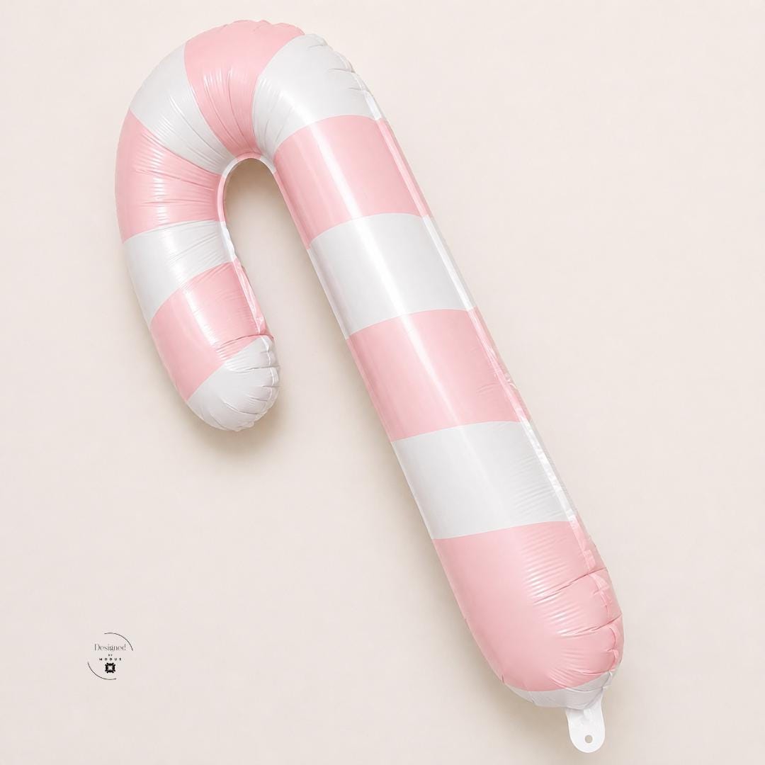 Christmas Party Balloon Pink Striped Candy Cane Design Large Mylar Foil Holiday Photo Backdrop Prop Winter Celebration Supplies Festive Party Decoration 25 Inch White Pink Pattern Holiday Event Display Christmas Theme Celebration Supplies