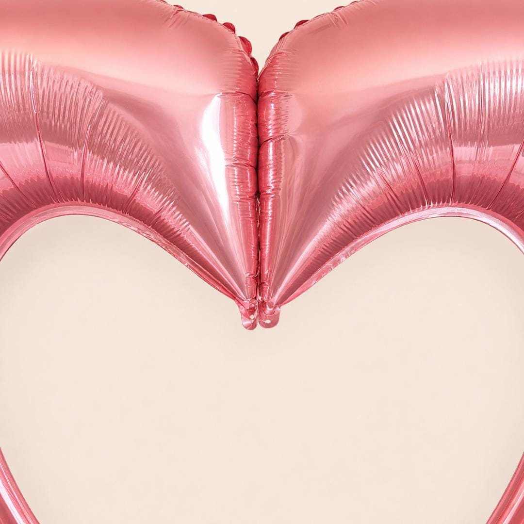 Metallic Pink Heart Outline Balloon Rose Gold Event Centerpiece Large 40 Inch Mylar Foil Design Wedding Reception Decoration Bridal Shower Party Display Anniversary Celebration Backdrop Photo Prop Essential Engagement Party Decor Shiny