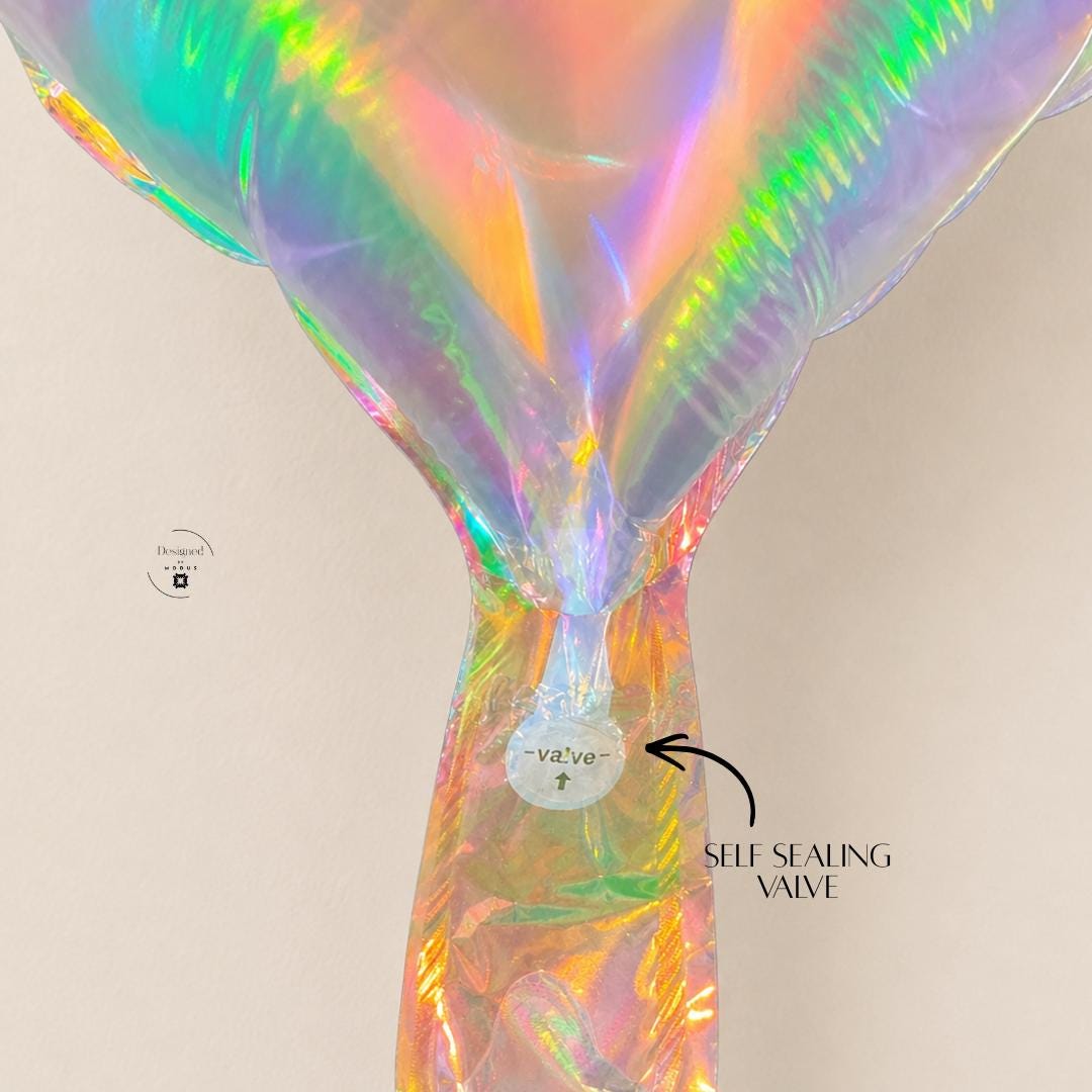 Holographic Iridescent Mylar Heart Balloon Birthday Party Decoration Wedding Centerpiece Rainbow Pastel Colors Scalloped Edge Detail 18 Inch Size Valentine Gift Baby Shower Bridal Anniversary Celebration Supply Photo Backdrop Event Accent