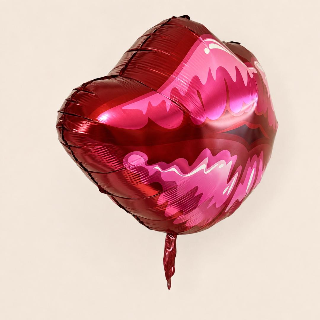 Giant Lip Balloon Photo Prop Valentine Bachelorette Party Pink Red Glossy Mylar Foil Kiss Design Bridal Shower Birthday Centerpiece Oversized Shiny Reflective Balloon Anniversary Celebration Party Supply Dimensional Puckered Details Fun
