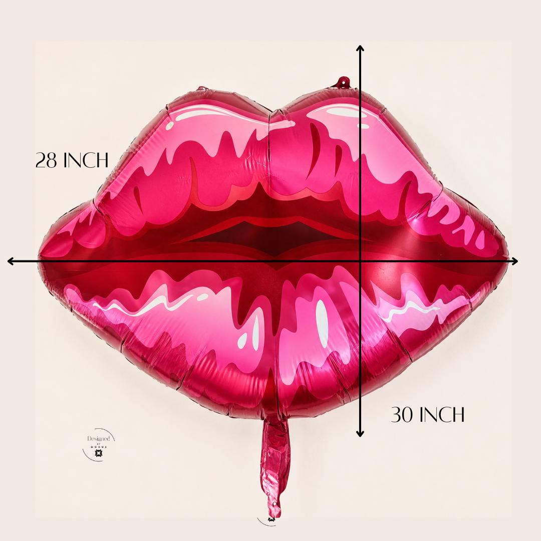 Pink Red Party Balloon Giant Kiss Lip Photo Prop Valentine Bachelorette Celebration Glossy Mylar Foil Bridal Shower Birthday Centerpiece Oversized Shiny Balloon Anniversary Party Supply Dimensional Design Fun Statement Piece Romantic Event