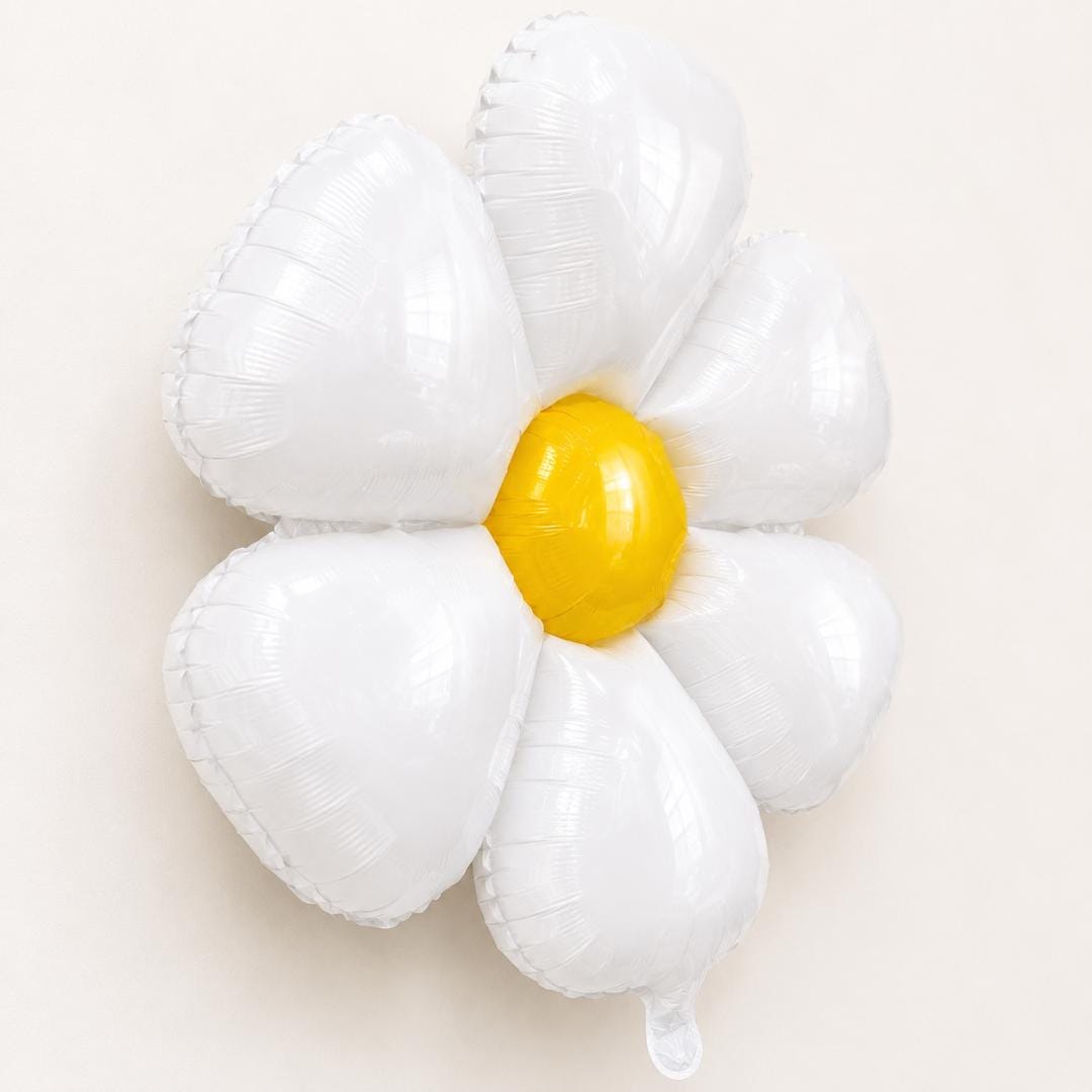 22 Inch Daisy Flower Mylar Balloon White Petals Yellow Center Spring Party Birthday Decoration Balloon Garland Dessert Table Backdrop