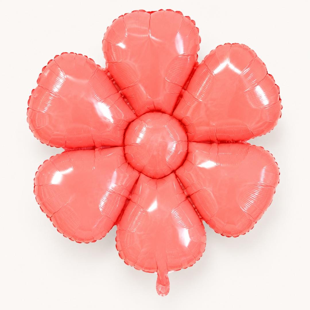 Coral Pink Flower Balloon 32 Inch Mylar Foil Floral Birthday Party Decoration Groovy Spring Baby Shower Bridal Shower Backdrop