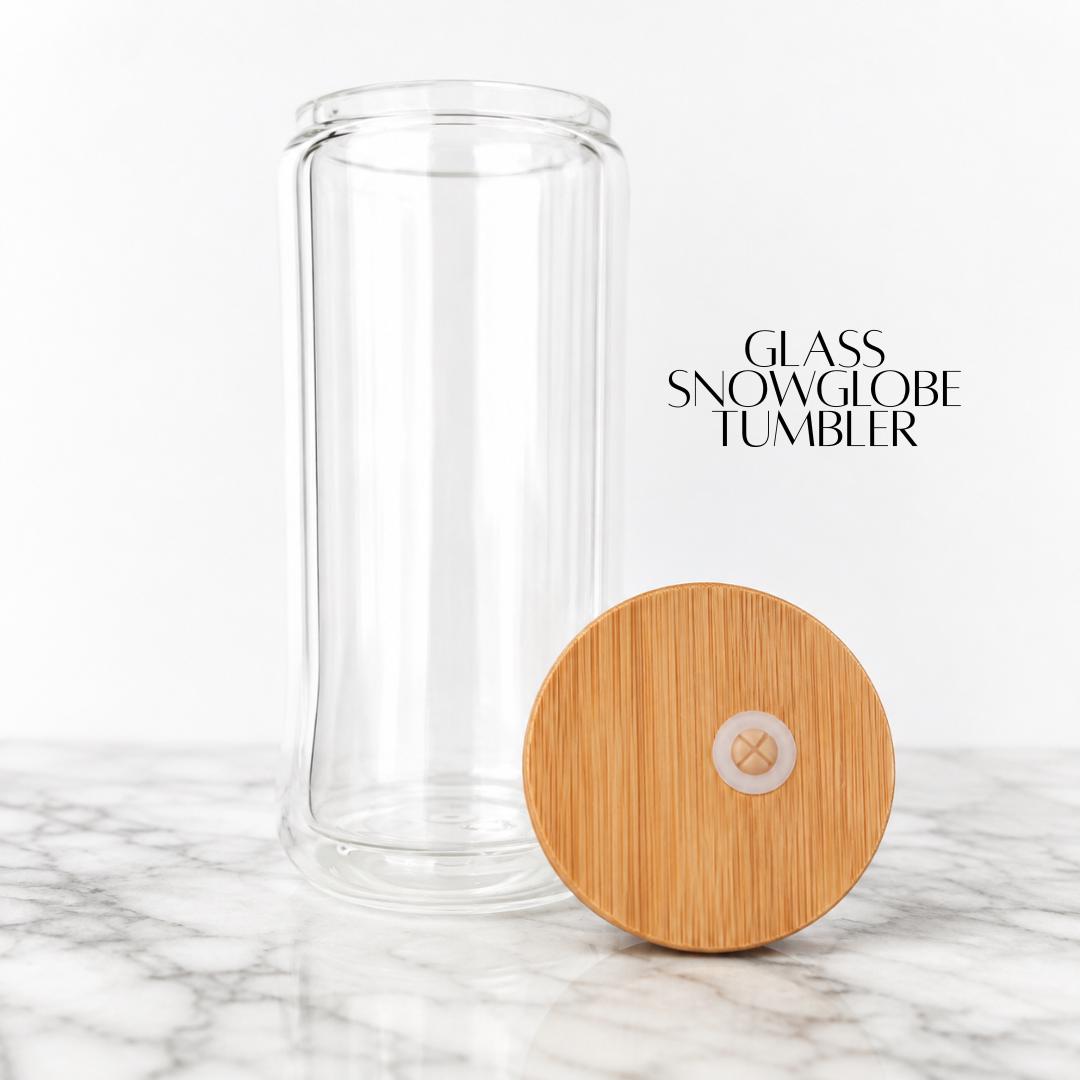 Snow Globe Cup Design DIY Tumbler Kit Kawaii Decorative Wrap Glitter Bottle Custom Drinkware Bamboo Lid Glass Gift Birthday Present Women Friend Craft Project Personalized Creation Handmade Activity Reusable Straw Unique Design Choice Pink