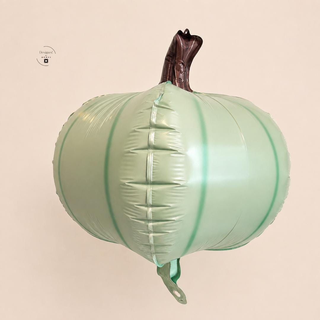 Green Pumpkin Balloon Fall Balloon Garland Accent Neutral Halloween Party Decor Sage Pumpkin Mylar Foil Balloon Autumn Birthday Photo Backdrop 14 x 10 Inch