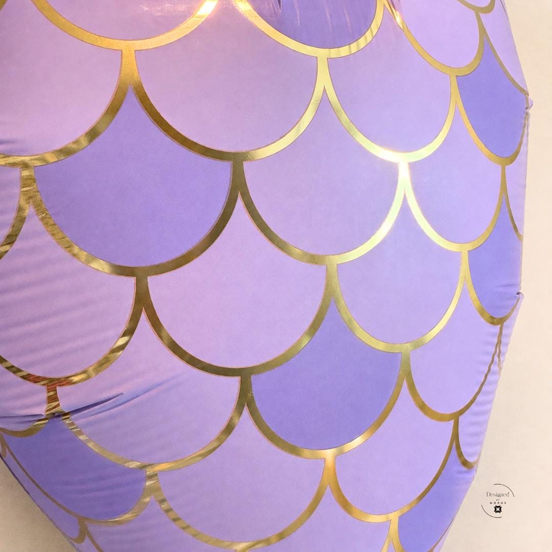 Lavender Mermaid Tail Balloon Mylar Foil Party Decoration Purple Gold Mermaid Scales Under the Sea Birthday Photo Backdrop 34 x 17 Inch