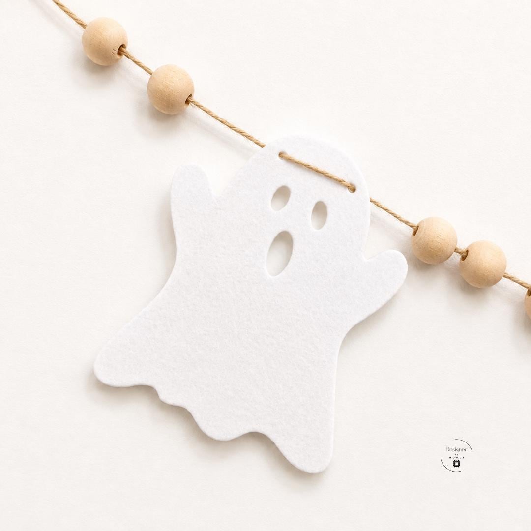 Felt Halloween Garland Pumpkin Ghost Bat Decorations Orange Black White Wood Beads Spooky Party Banner Home Classroom Seasonal Decor