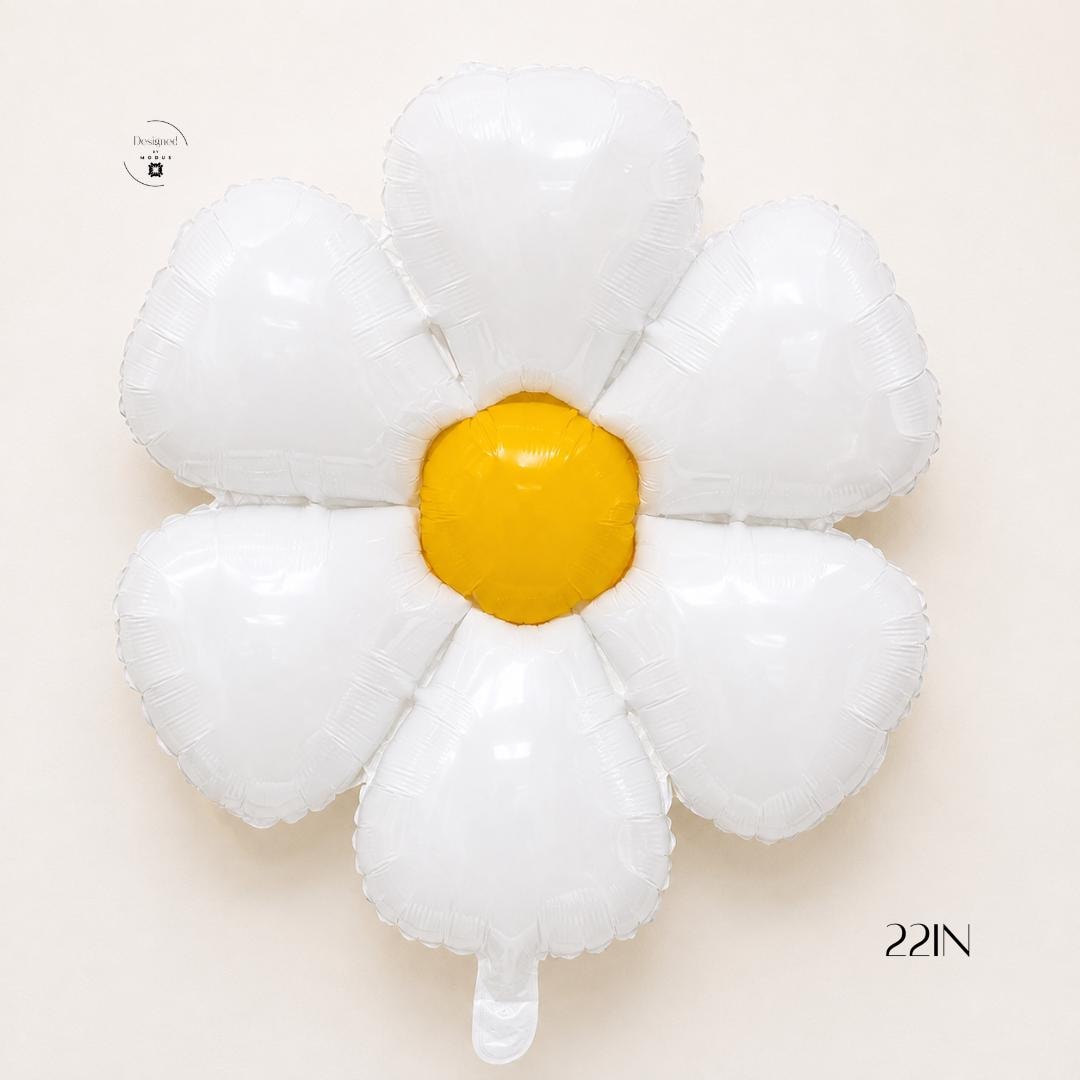White Daisy Mylar Balloon with Yellow Center 22 Inch Flower Balloon Spring Birthday Garden Party Baby Shower Photo Backdrop Decoration