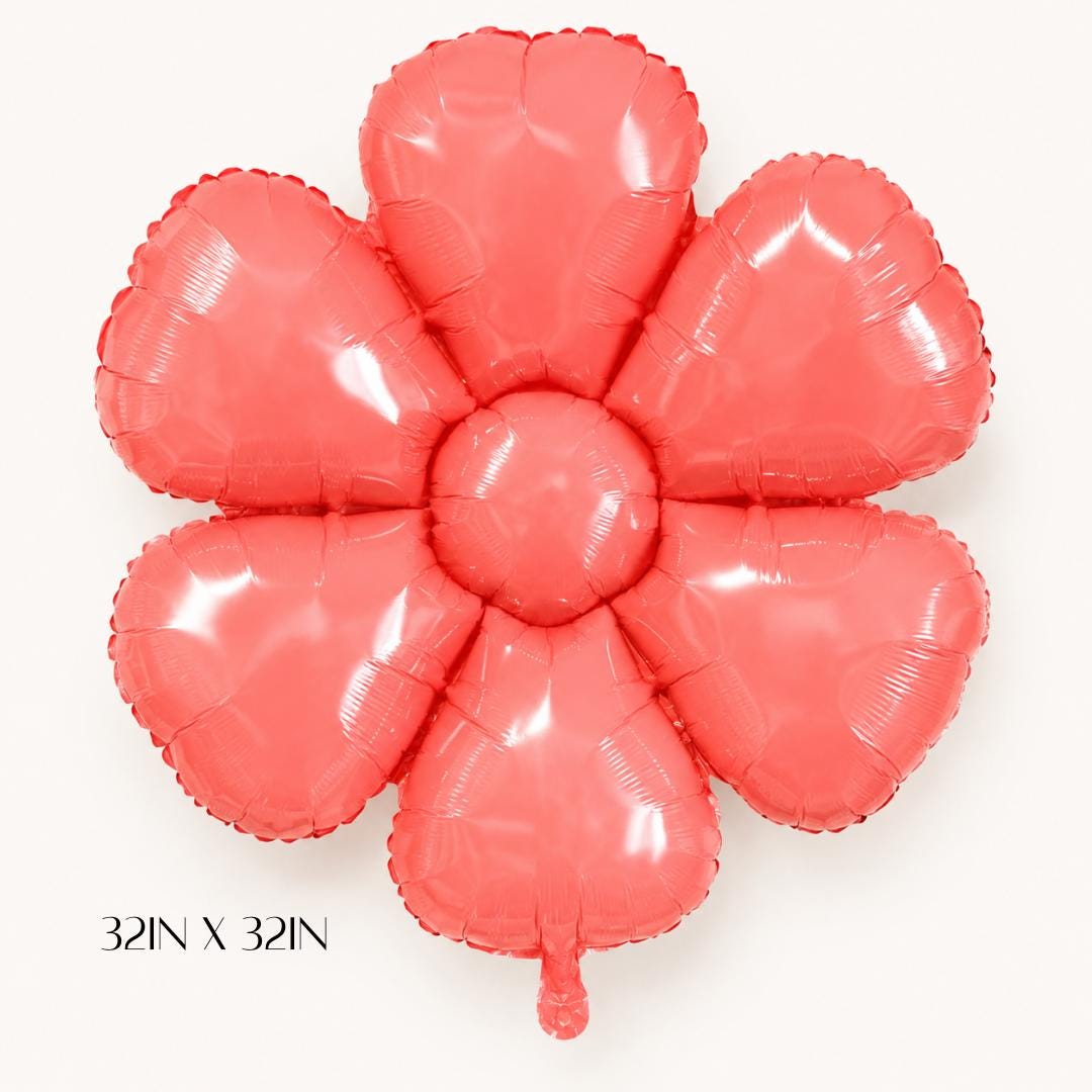 Large Coral Flower Mylar Balloon 32 Inch Pink Floral Balloon Birthday Party Spring Garden Party Baby Shower Photo Backdrop Decor