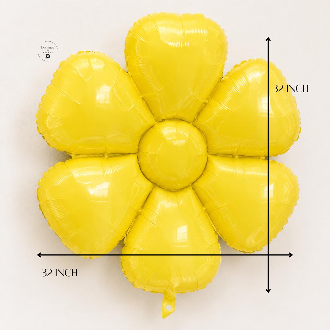 Yellow Flower Balloon Oversized 32 Inch Mylar Balloon Groovy Birthday Spring Summer Floral Party Balloon Garland Decoration