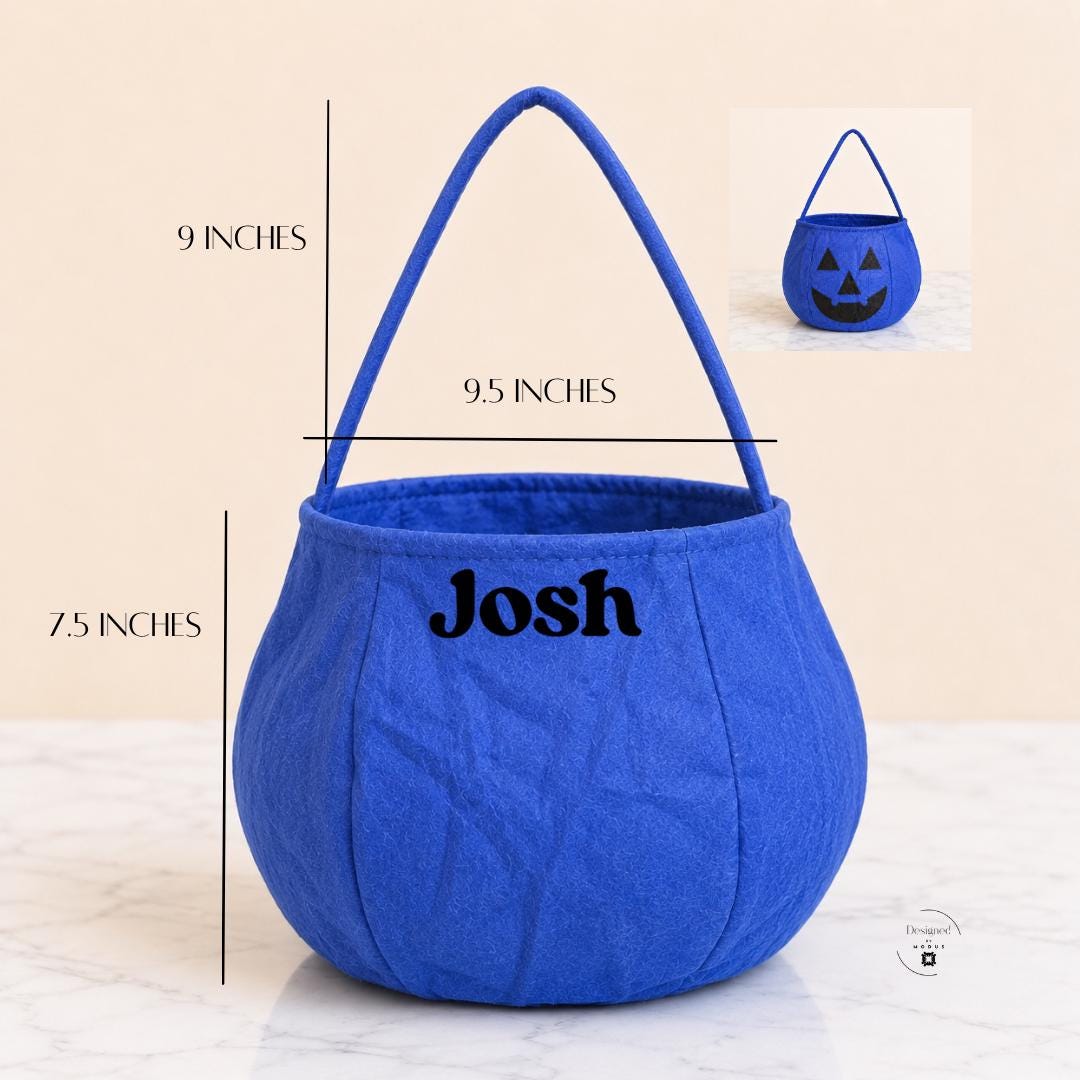 Personalized Halloween Trick or Treat Bag Custom Name Pumpkin Candy Bag Kids Halloween Basket Jack O Lantern Tote