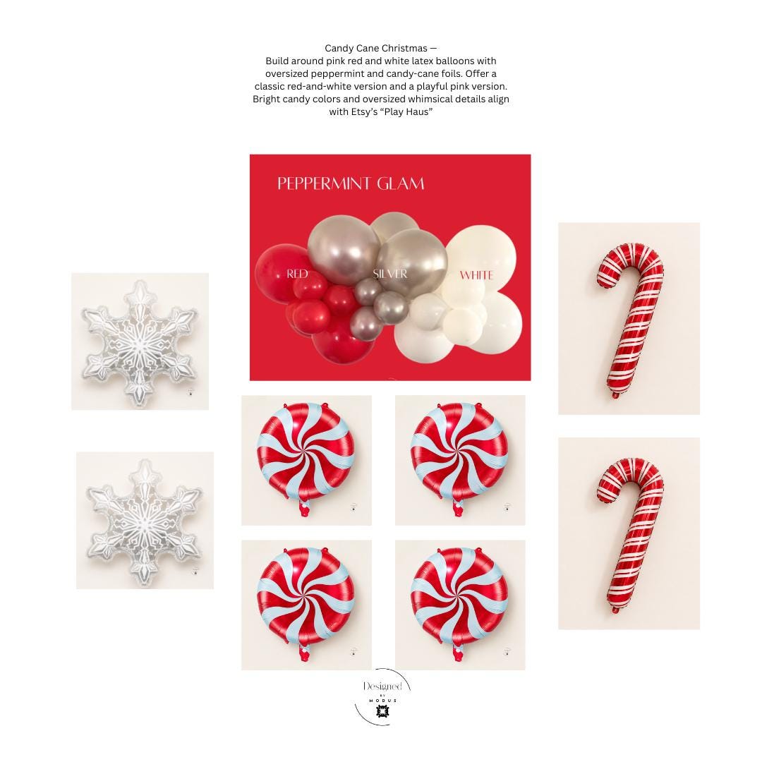 Peppermint Glam Christmas Balloon Garland Kit: Red, Silver, White Party Decor
