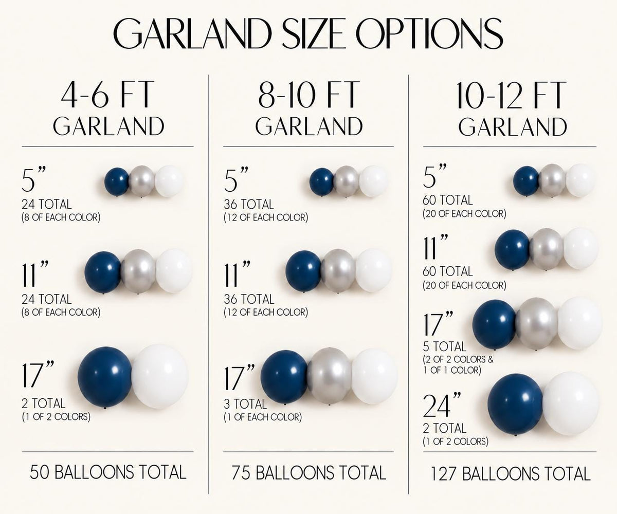 Midnight Blue, Silver, White Balloon Garland Kit – Winter Wonderland Party Decor