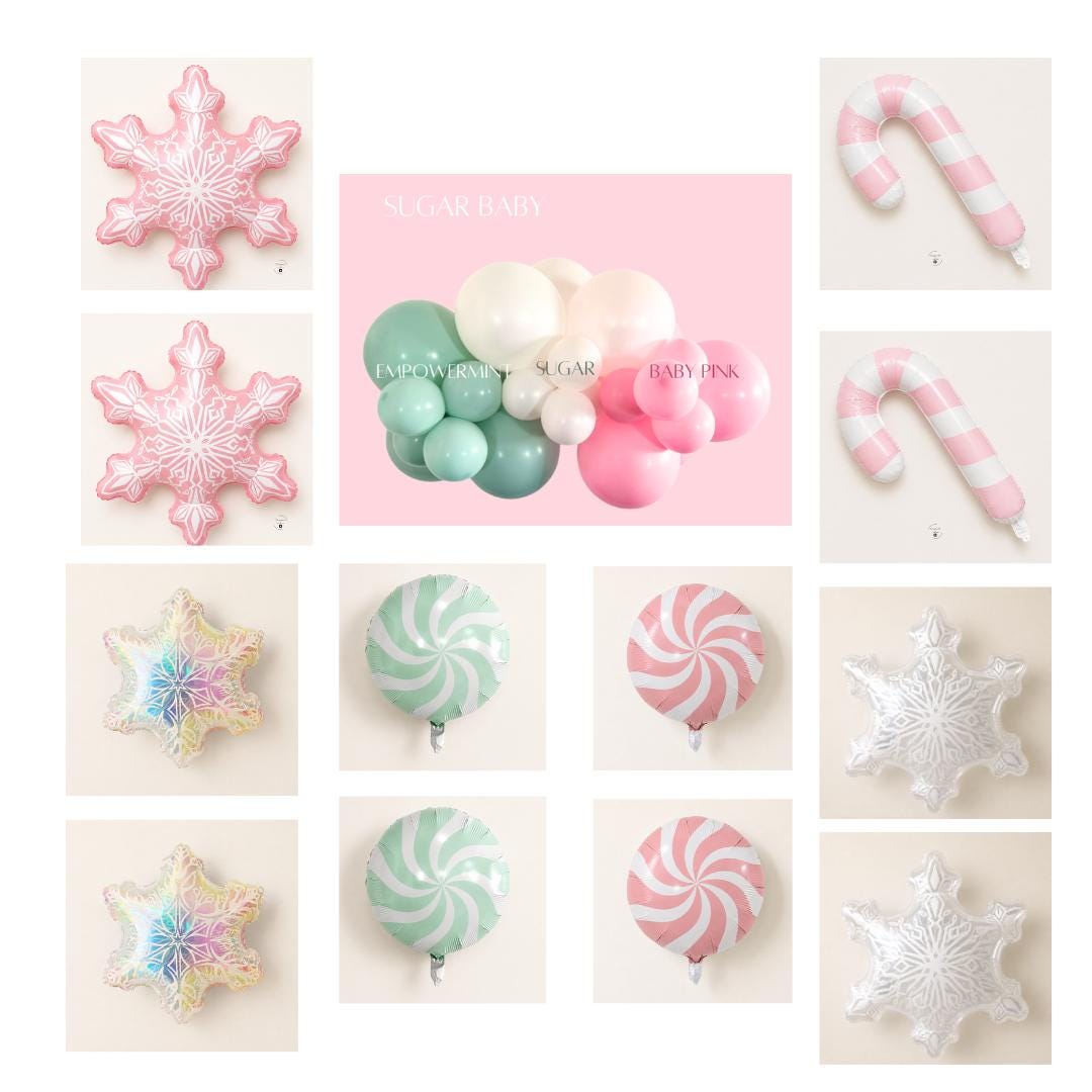 Pastel Christmas Balloon Garland Kit: Mint, White, Pink Holiday Party Decor