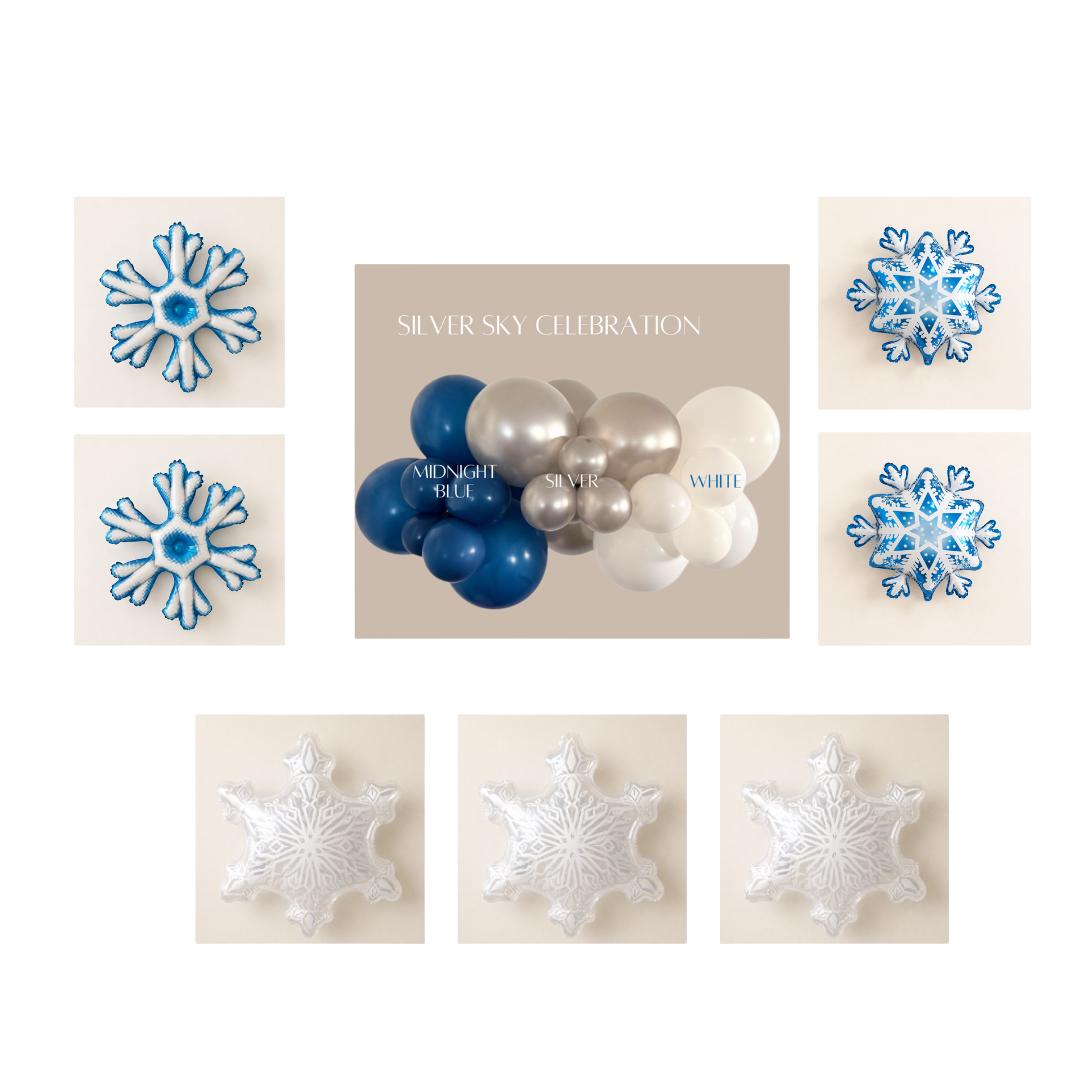Midnight Blue, Silver, White Balloon Garland Kit – Winter Wonderland Party Decor