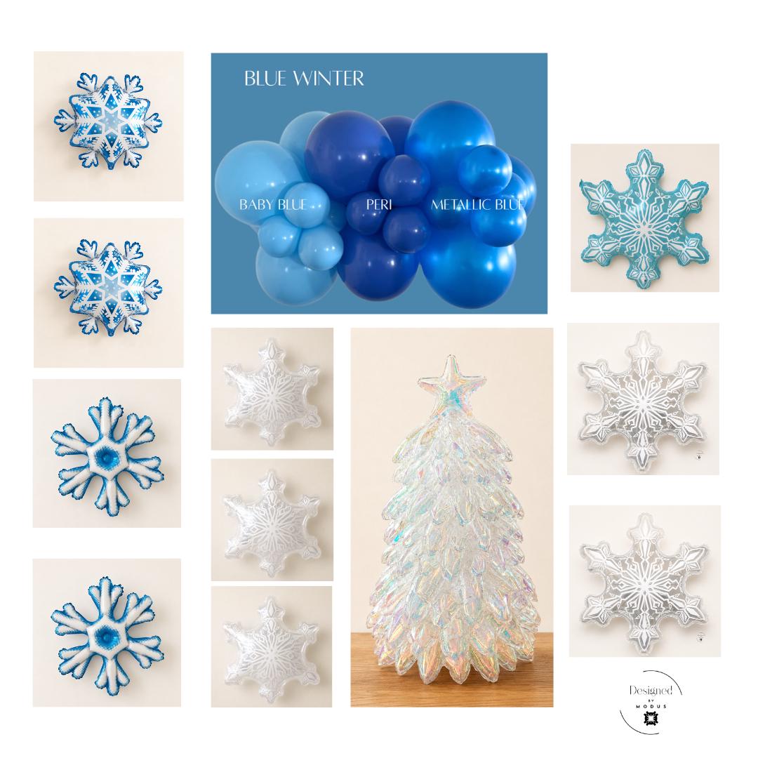 Blue Christmas Balloon Garland Kit Baby Blue Periwinkle Metallic Blue Balloon Arch Winter Wonderland Holiday Party Birthday Decor