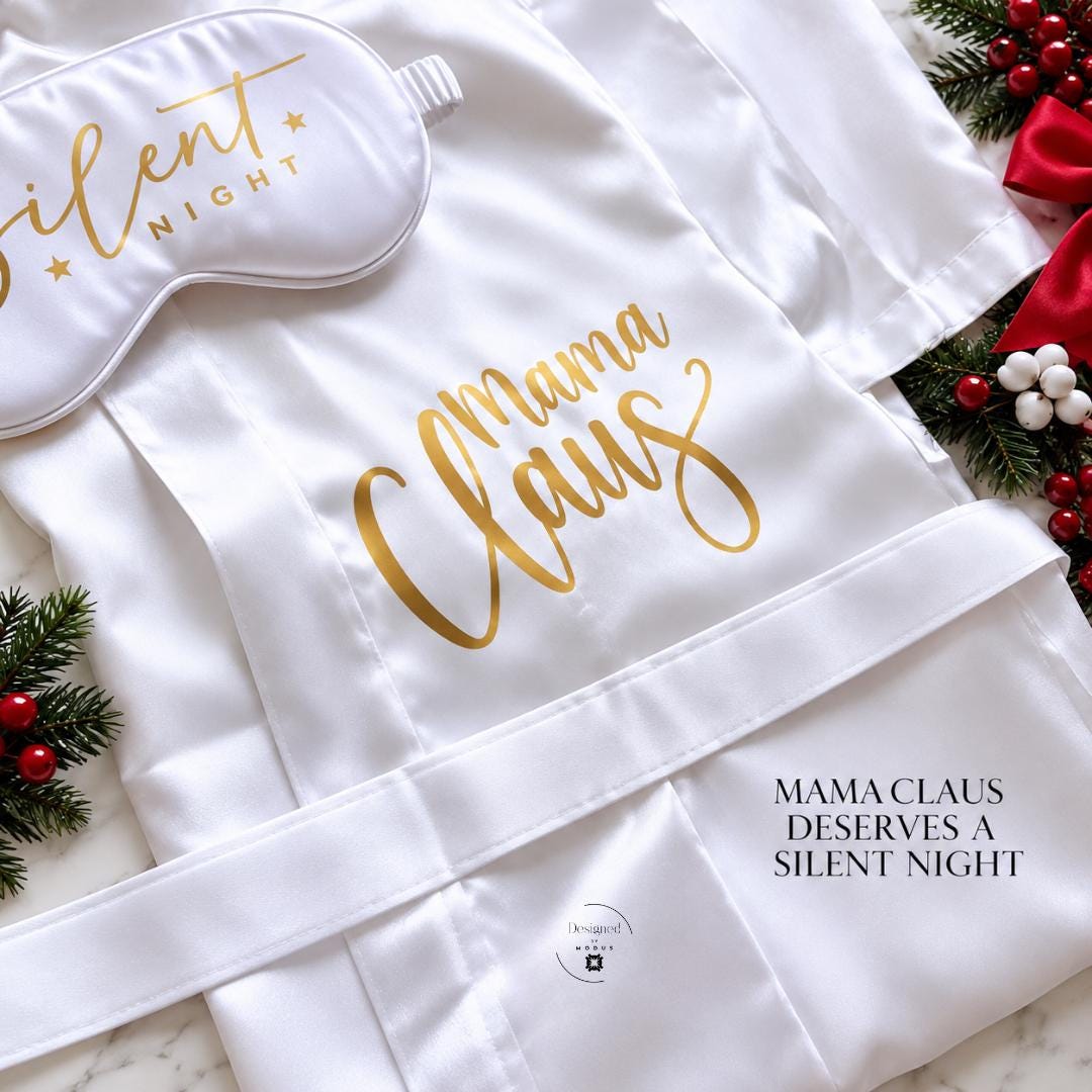 Mama Claus Self Care Gift Box Christmas Gift for Mom Holiday Spa Gift Silk Robe Relaxation Set Stocking Gift for Wife Women