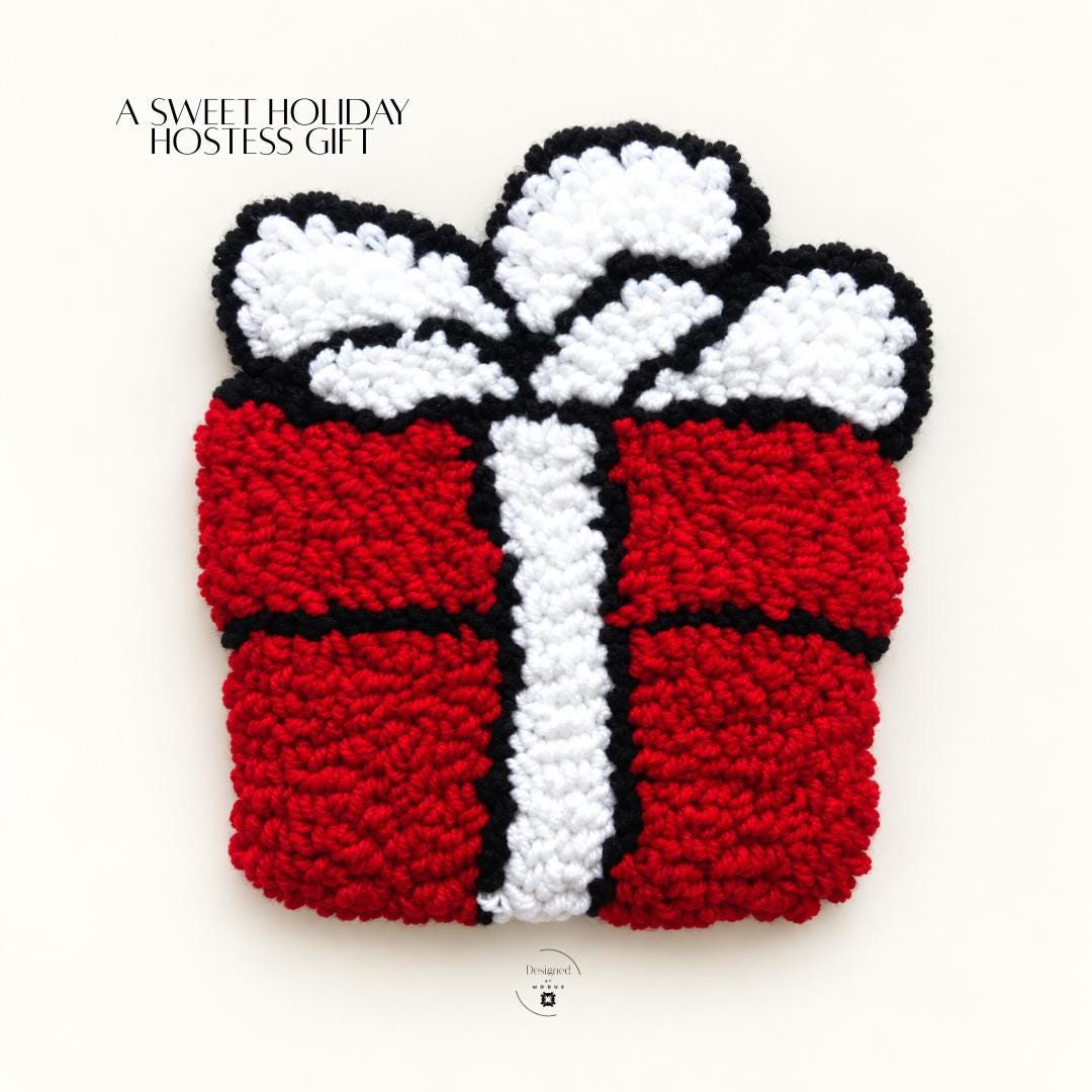Holiday mug rug coaster featuring festive Christmas designs in traditional red, green, white and gingerbread colors. Choose from Santa, Christmas wreath, gingerbread house, wrapped gift and holiday character styles. Cozy Christmas decor for coffee bars, desks and tables and an easy stocking stuffer, teacher gift or coworker Christmas present.