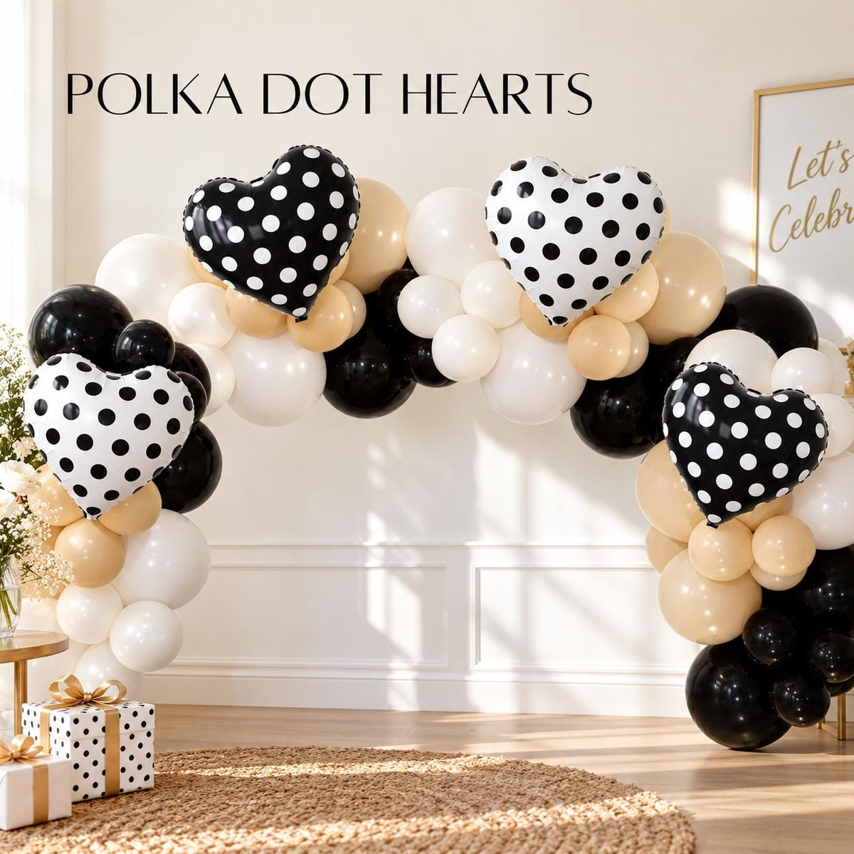 Polka Dot Heart Mylar Balloons: Party Decor